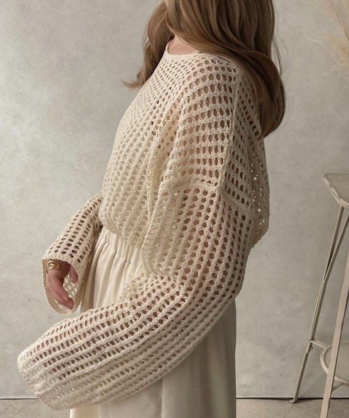 apres jour clair（アプレジュールクレア）の「【apres jour clair】ルーズメッシュニット【ZOZOTOWN限定アイテム】（ニット/セーター・レディース・ベージュ/アイボリー・X-LARGE/フリー）」の14枚目の写真