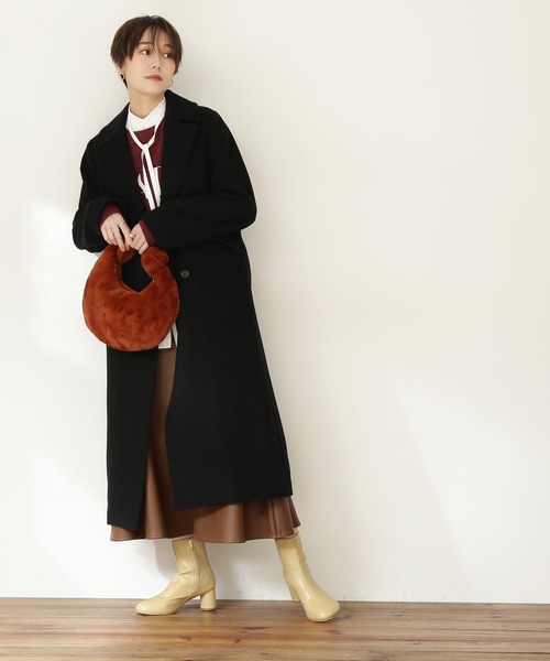 N.（N. Natural Beauty Basic）（エヌエヌナチュラルビューティーベーシック）の「【横田ひかるさん着用】【S Size Line】◆ビーバーメルトンロングチェスターコート（チェスターコート・レディース・ブラック/グレー/ピンク/グリーン/キャメル・SMALL/MEDIUM）」の7枚目の写真