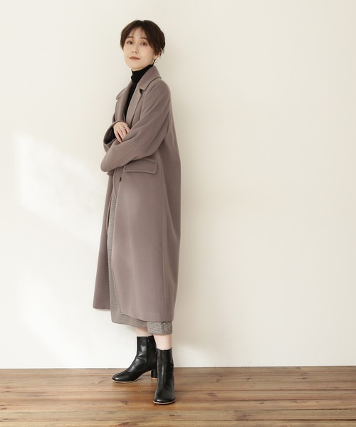 N.（N. Natural Beauty Basic）（エヌエヌナチュラルビューティーベーシック）の「【横田ひかるさん着用】【S Size Line】◆ビーバーメルトンロングチェスターコート（チェスターコート・レディース・ブラック/グレー/ピンク/グリーン/キャメル・SMALL/MEDIUM）」の12枚目の写真