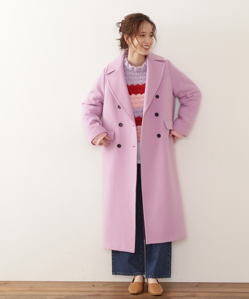 【横田ひかるさん着用】【SSizeLine】◆ビーバーメルトンロングチェスターコート