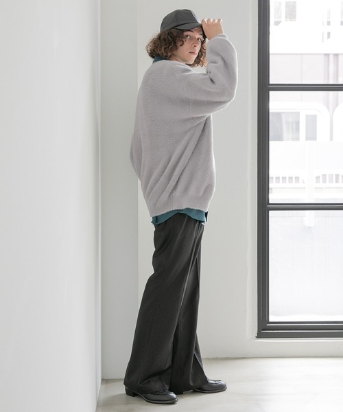 HARE（ハレ）の「シャギーニットカーディガン(HARE)（カーディガン/ボレロ・メンズ・ブラック/グレー/ブラウン/グリーン/ブルー/オレンジ・SMALL/MEDIUM）」の14枚目の写真