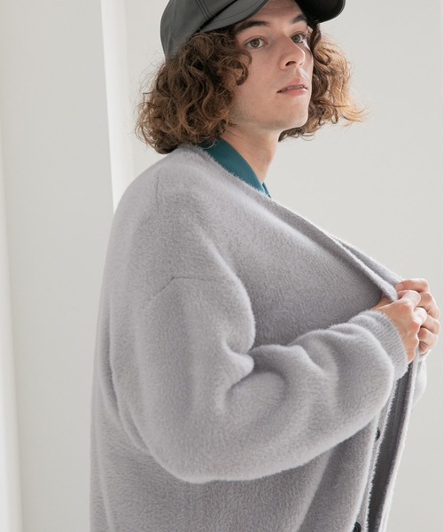 HARE（ハレ）の「シャギーニットカーディガン(HARE)（カーディガン/ボレロ・メンズ・ブラック/グレー/ブラウン/グリーン/ブルー/オレンジ・SMALL/MEDIUM）」の15枚目の写真