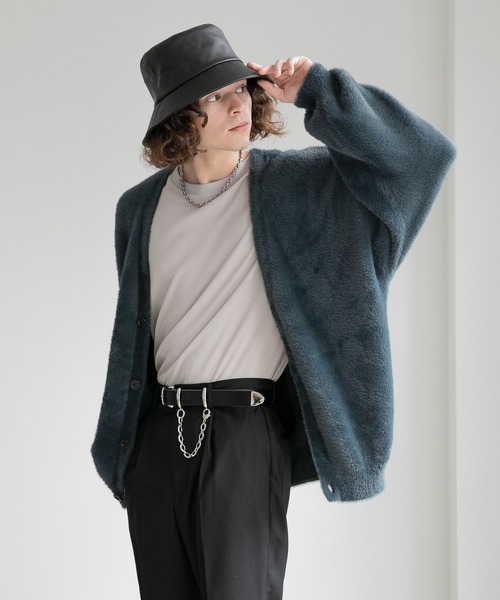 HARE（ハレ）の「シャギーニットカーディガン(HARE)（カーディガン/ボレロ・メンズ・ブラック/グレー/ブラウン/グリーン/ブルー/オレンジ・SMALL/MEDIUM）」の18枚目の写真