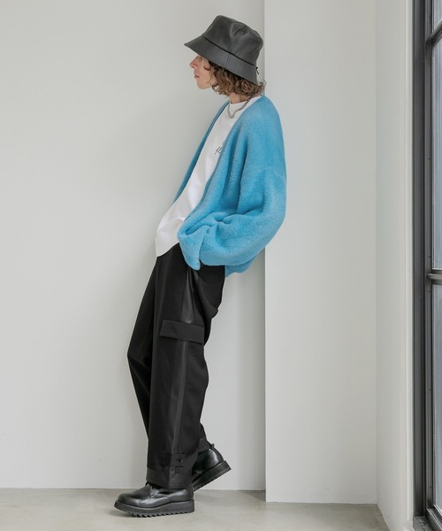 HARE（ハレ）の「シャギーニットカーディガン(HARE)（カーディガン/ボレロ・メンズ・ブラック/グレー/ブラウン/グリーン/ブルー/オレンジ・SMALL/MEDIUM）」の21枚目の写真