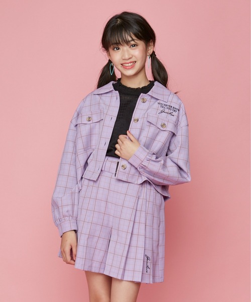 JENNI love（ジェニィラブ）の「袖ボリュームチェックショート丈シャツ（シャツ/ブラウス・キッズ・ラベンダー/ベージュ/ピンク・130cm/150cm/160cm/140cm）」の3枚目の写真