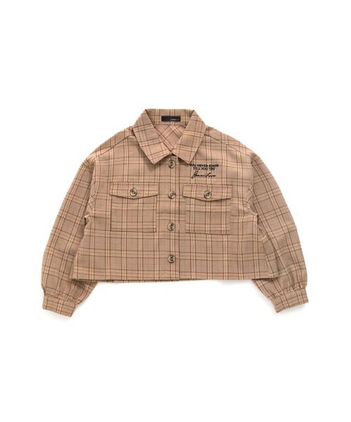 JENNI love（ジェニィラブ）の「袖ボリュームチェックショート丈シャツ（シャツ/ブラウス・キッズ・ラベンダー/ベージュ/ピンク・130cm/150cm/160cm/140cm）」の4枚目の写真