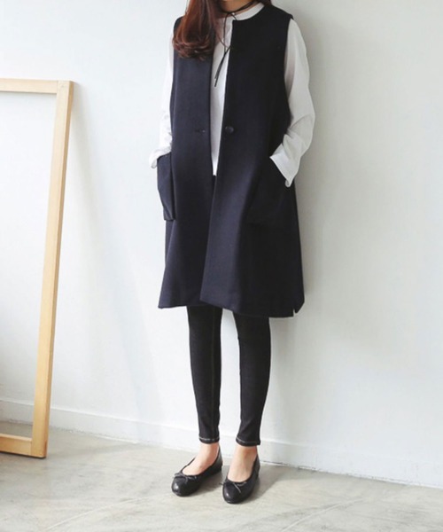 SMILE ORCHID（スマイルオーキッド）の「ノーカラー サイドスリット ジレベスト（ベスト・レディース・ブラック/ネイビー・FREE）」の21枚目の写真