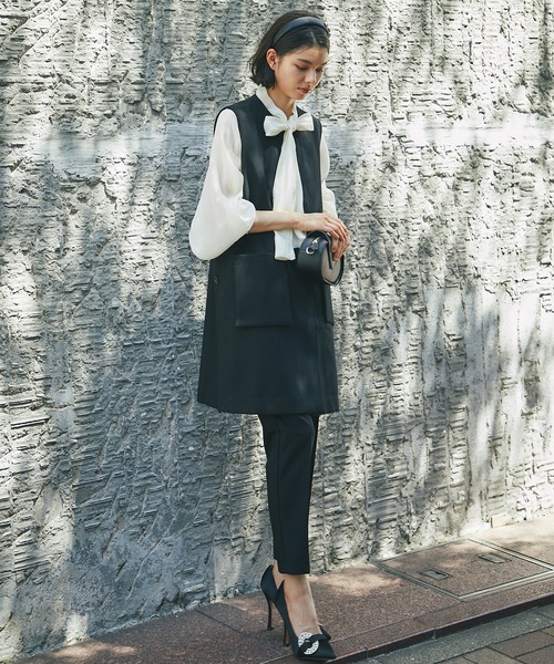 SMILE ORCHID（スマイルオーキッド）の「ノーカラー サイドスリット ジレベスト（ベスト・レディース・ブラック/ネイビー・FREE）」の17枚目の写真