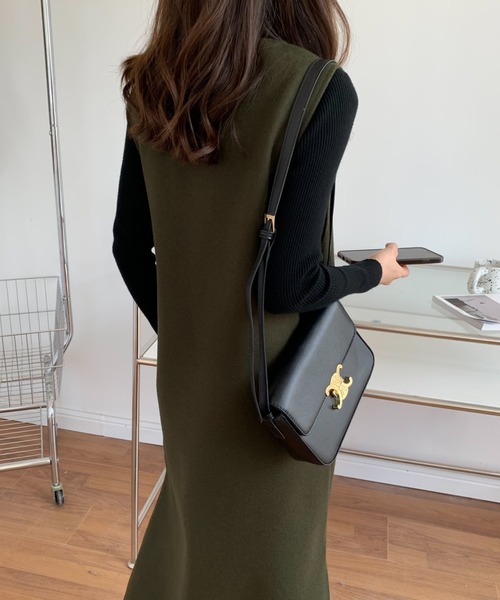 ECLIN（エクラン）の「メルトンサイドスリットVネックジャンパースカート（ジャンパースカート・レディース・アイボリー/ブラウン/カーキ/ベージュ/ブラック・FREE）」の18枚目の写真