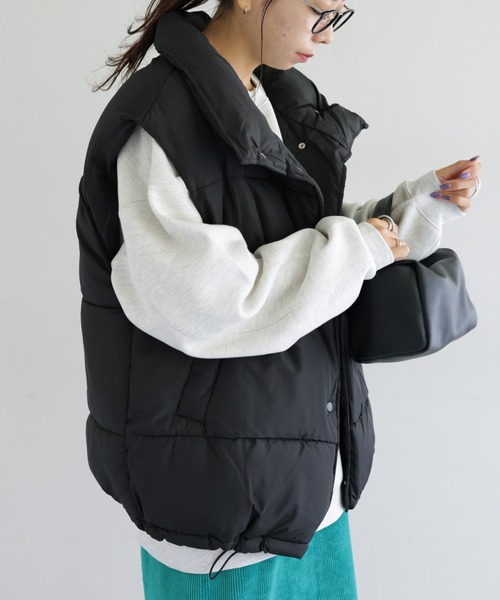 DISCOAT（ディスコート）の「【WEB限定】フェイクダウンオーバーベスト（ベスト・レディース・ブラック/ベージュ/ブラウン/アイボリー・FREE）」の14枚目の写真