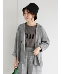 ehka sopo | グレンチェックテーラードジャケット（セットアップ可）(ノーカラージャケット)