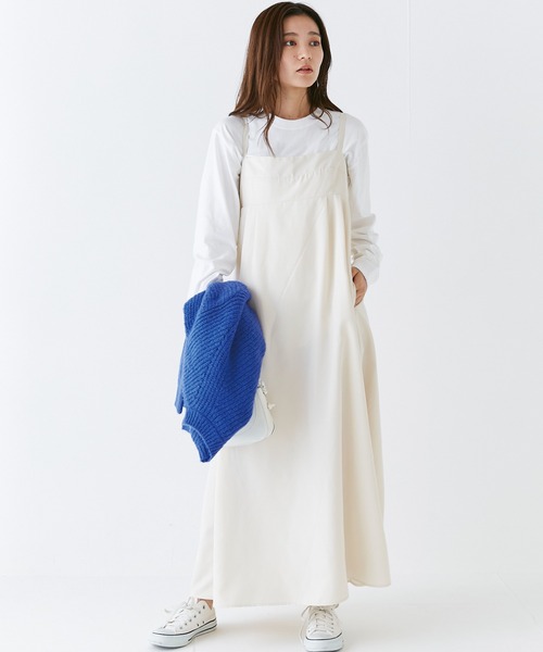 INCEDE（インシード）の「ビスチェキャミソールワンピース（ジャンパースカート・レディース・モカ/オフホワイト/ブラック・M/L/LL/3L/4L）」の13枚目の写真