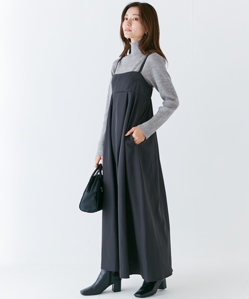 INCEDE（インシード）の「ビスチェキャミソールワンピース（ジャンパースカート・レディース・モカ/オフホワイト/ブラック・M/L/LL/3L/4L）」の17枚目の写真