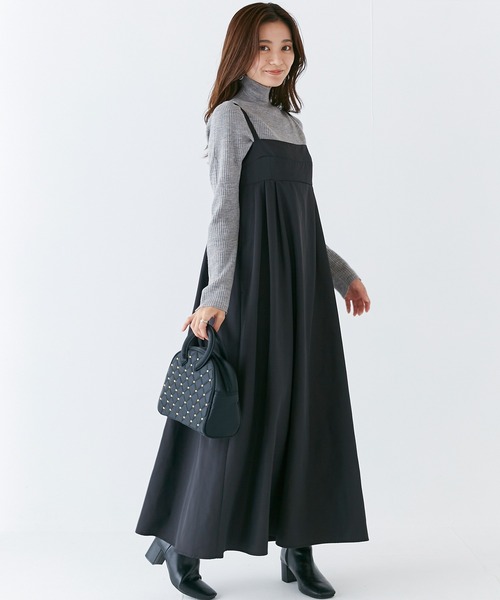 INCEDE（インシード）の「ビスチェキャミソールワンピース（ジャンパースカート・レディース・モカ/オフホワイト/ブラック・M/L/LL/3L/4L）」の14枚目の写真