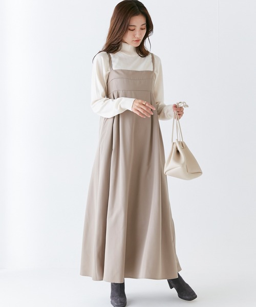 INCEDE（インシード）の「ビスチェキャミソールワンピース（ジャンパースカート・レディース・モカ/オフホワイト/ブラック・M/L/LL/3L/4L）」の20枚目の写真