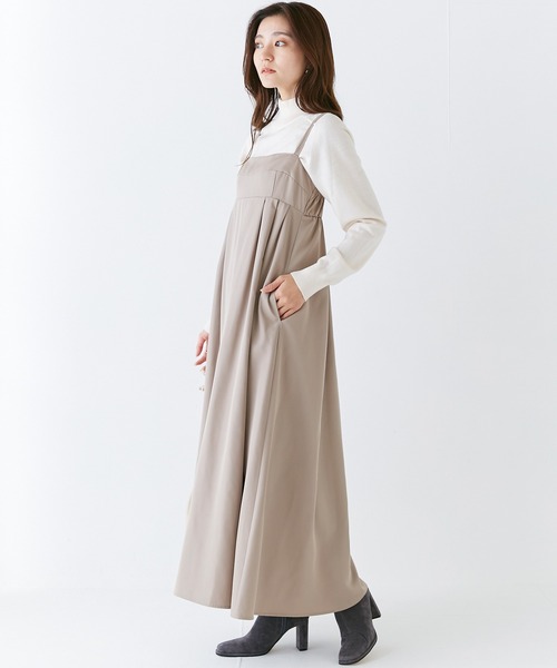 INCEDE（インシード）の「ビスチェキャミソールワンピース（ジャンパースカート・レディース・モカ/オフホワイト/ブラック・M/L/LL/3L/4L）」の18枚目の写真