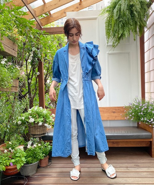 leur logette  POPUP限定　デニム　フリル袖　ブルゾン　サイズ1 leur logette POPUP限定デニムフリル袖ブルゾンサイズ1