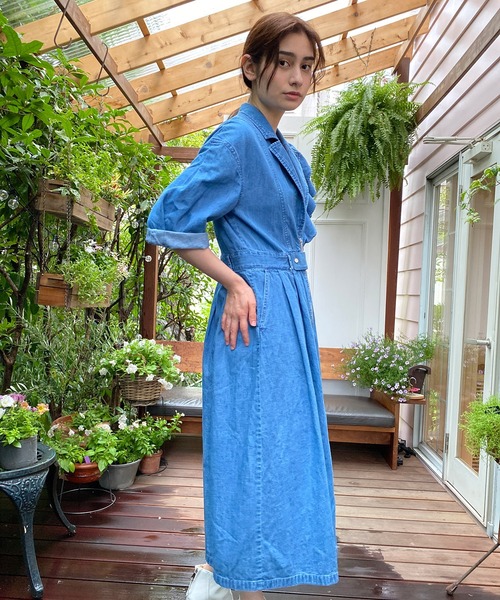 セール】フリルデザインデニムワンピース（ワンピース）｜AVIE（アビィ  