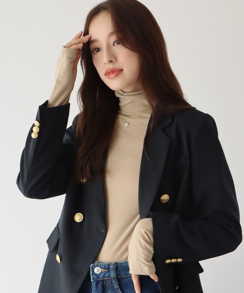 BLUEEAST（ブルーイースト）の「サムホールタートルネックカットソー（Tシャツ/カットソー・レディース・ホワイト/ブラック/ベージュ/ブラウン/ピンク/ブルー/ボルドー・MEDIUM）」の4枚目の写真