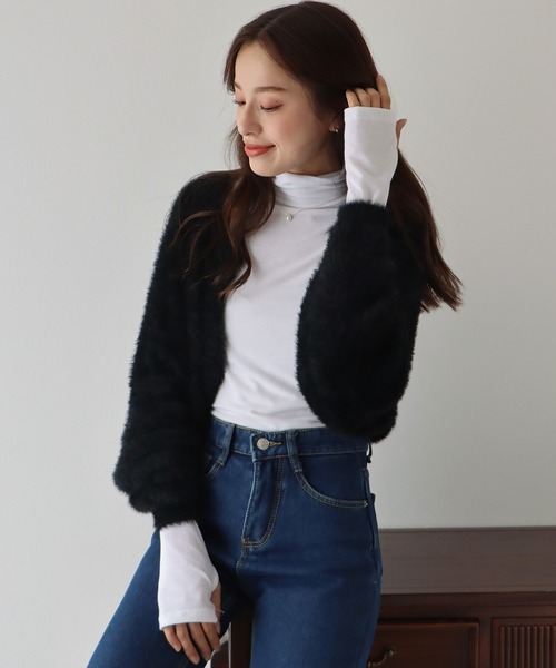 BLUEEAST（ブルーイースト）の「サムホールタートルネックカットソー（Tシャツ/カットソー・レディース・ホワイト/ブラック/ベージュ/ブラウン/ピンク/ブルー/ボルドー・MEDIUM）」の16枚目の写真