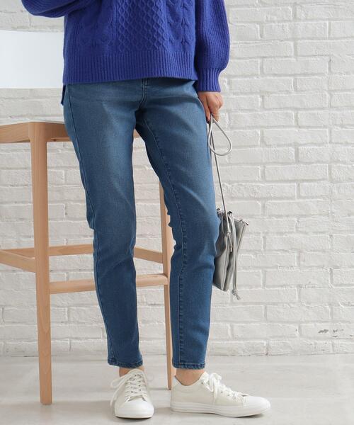 SHOO・LA・RUE（シューラルー）の「◆【洗える/SS-3L】裏面起毛デニムテーパードパンツ（デニムパンツ・レディース・ブルー/ダークネイビー・01/02/03/04/05/10）」の11枚目の写真