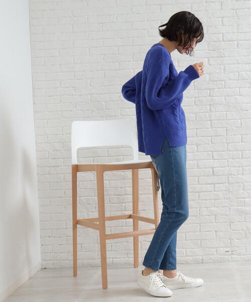 SHOO・LA・RUE（シューラルー）の「◆【洗える/SS-3L】裏面起毛デニムテーパードパンツ（デニムパンツ・レディース・ブルー/ダークネイビー・01/02/03/04/05/10）」の15枚目の写真