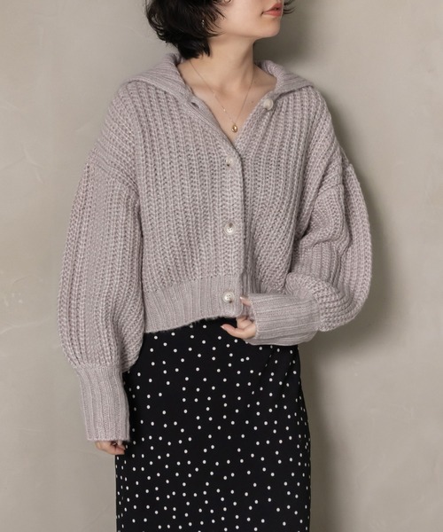 RANDA（ランダ）の「ローゲージニットカーディガン（カーディガン/ボレロ・レディース・ホワイト/パープル/ピンク・FREE）」の3枚目の写真