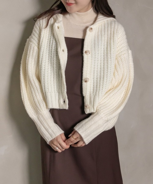RANDA（ランダ）の「ローゲージニットカーディガン（カーディガン/ボレロ・レディース・ホワイト/パープル/ピンク・FREE）」の2枚目の写真