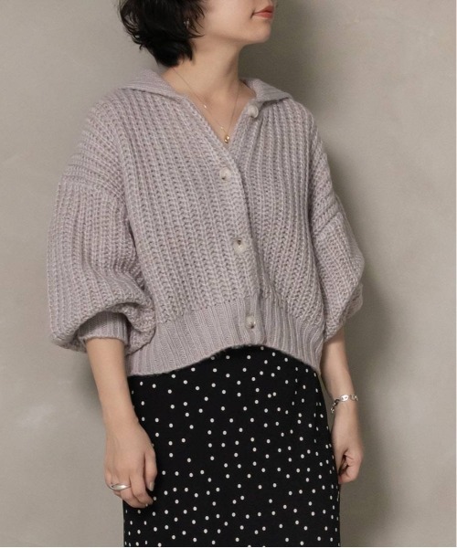 RANDA（ランダ）の「ローゲージニットカーディガン（カーディガン/ボレロ・レディース・ホワイト/パープル/ピンク・FREE）」の7枚目の写真