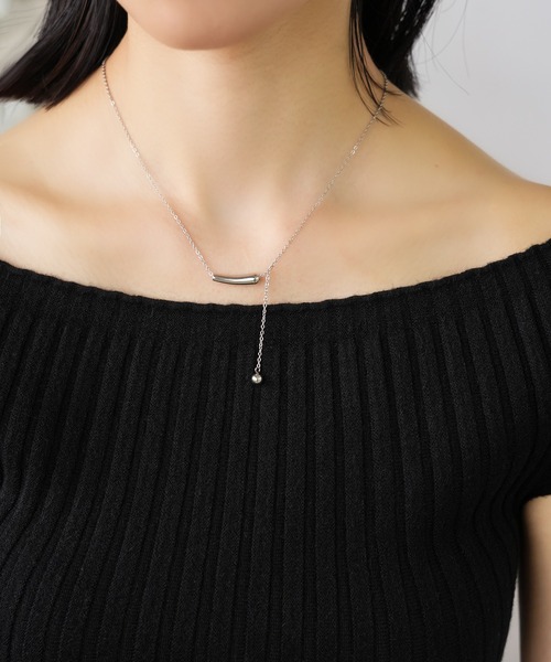 IAMUSE(アイアミューズ)の「金属アレルギー対応 ドロップモチーフボールトップネックレス S0835【IAMUSE】(ネックレス・レディース・シルバー/ゴールド・FREE)」の9枚目の写真