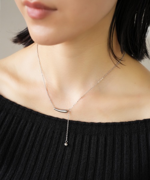 IAMUSE(アイアミューズ)の「金属アレルギー対応 ドロップモチーフボールトップネックレス S0835【IAMUSE】(ネックレス・レディース・シルバー/ゴールド・FREE)」の8枚目の写真