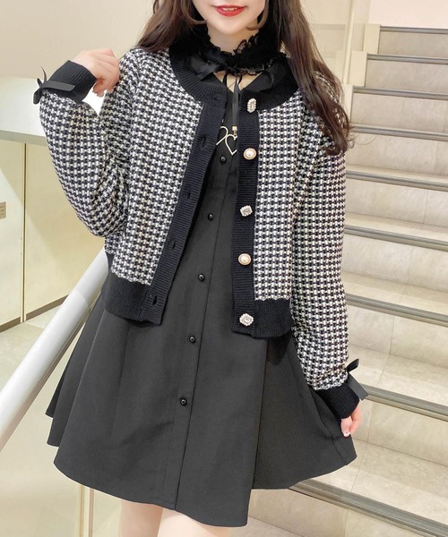 ROJITA（ロジータ）の「ツイードニットライクショートカーデ（カーディガン/ボレロ・レディース・ピンク/アイボリー/ブラック・FREE）」の2枚目の写真