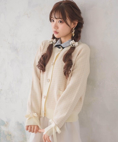 ROJITA（ロジータ）の「ツイードニットライクショートカーデ（カーディガン/ボレロ・レディース・ピンク/アイボリー/ブラック・FREE）」の10枚目の写真