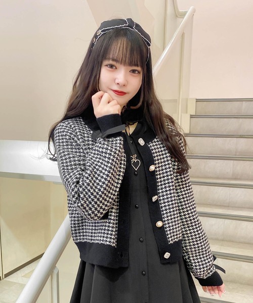 ROJITA（ロジータ）の「ツイードニットライクショートカーデ（カーディガン/ボレロ・レディース・ピンク/アイボリー/ブラック・FREE）」の11枚目の写真