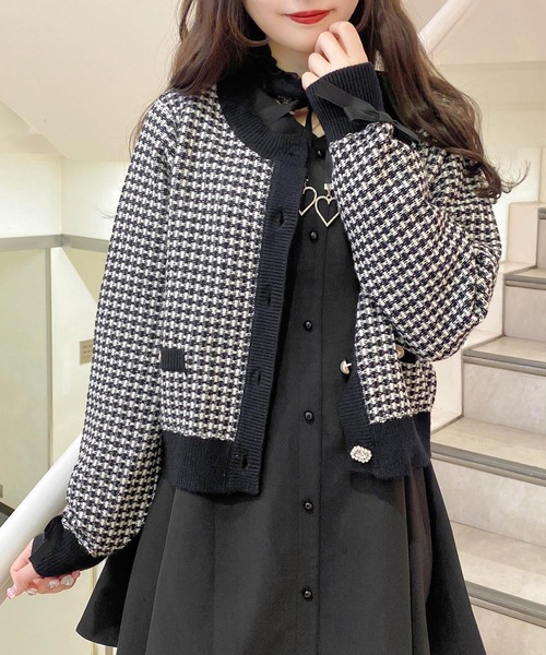 ROJITA（ロジータ）の「ツイードニットライクショートカーデ（カーディガン/ボレロ・レディース・ピンク/アイボリー/ブラック・FREE）」の14枚目の写真