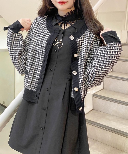 ROJITA（ロジータ）の「ツイードニットライクショートカーデ（カーディガン/ボレロ・レディース・ピンク/アイボリー/ブラック・FREE）」の15枚目の写真