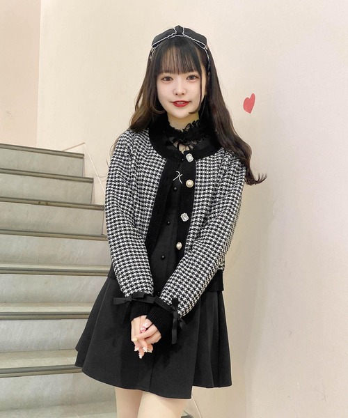 ROJITA（ロジータ）の「ツイードニットライクショートカーデ（カーディガン/ボレロ・レディース・ピンク/アイボリー/ブラック・FREE）」の16枚目の写真