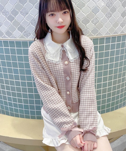 ROJITA（ロジータ）の「ツイードニットライクショートカーデ（カーディガン/ボレロ・レディース・ピンク/アイボリー/ブラック・FREE）」の20枚目の写真