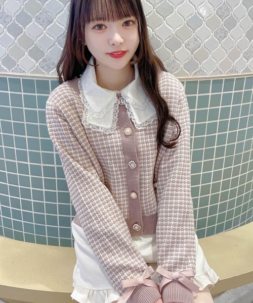 ROJITA（ロジータ）の「ツイードニットライクショートカーデ（カーディガン/ボレロ・レディース・ピンク/アイボリー/ブラック・FREE）」の22枚目の写真