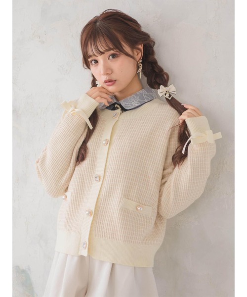 ROJITA（ロジータ）の「ツイードニットライクショートカーデ（カーディガン/ボレロ・レディース・ピンク/アイボリー/ブラック・FREE）」の8枚目の写真