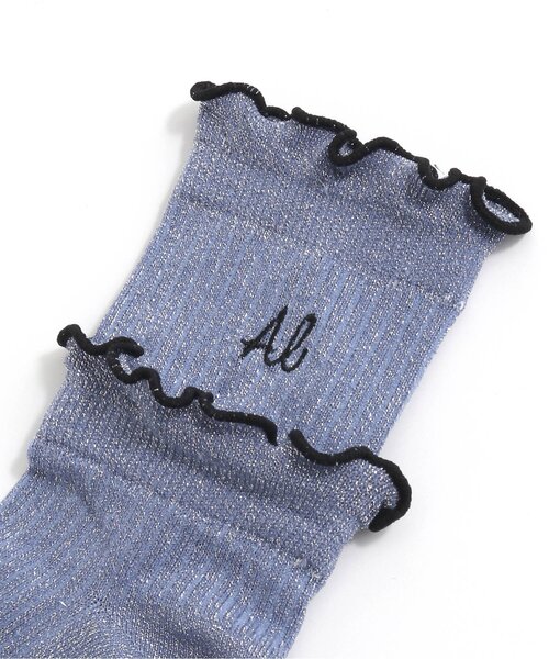 algy(アルジー)の「ラメメロークルーソックス(ソックス/靴下・キッズ・サックスブルー/シルバー/ブラック・21/24)」の7枚目の写真