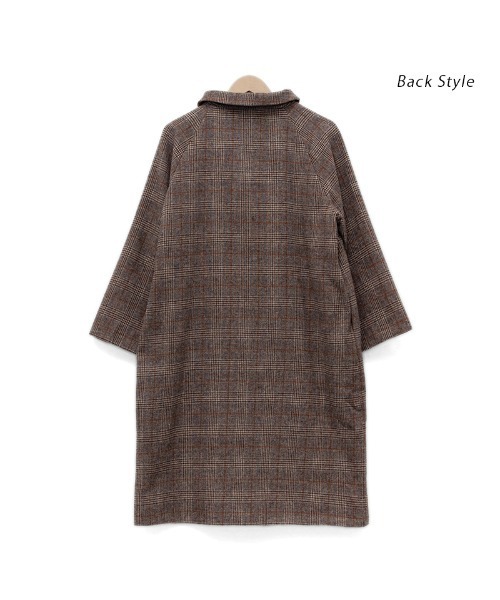 flower（フラワー）の「マニッシュチェックコート（ステンカラーコート・レディース・ブラウン・FREE）」の14枚目の写真