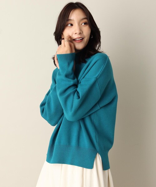 ITS'DEMO(イッツデモ)の「【洗濯機OK/吸湿発熱/網目しっかりミラノリブ】リブハイネックニット(ニット/セーター・レディース・オフホワイト/ブルー/ブラック/イエロー・00)」の11枚目の写真