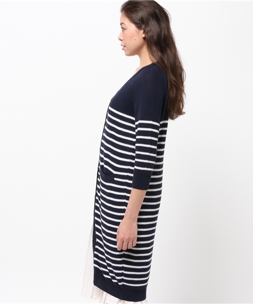 SHIPS for women（シップスフォーウィメン）の「★★SHIPS Days: コットンシルクニット ロングカーディガン（ニット/セーター・レディース・ネイビー/ホワイト・ONE SIZE）」の6枚目の写真