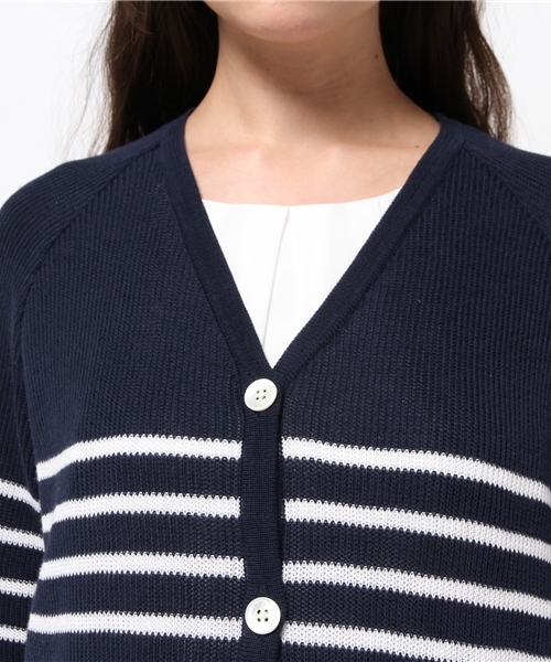 SHIPS for women（シップスフォーウィメン）の「★★SHIPS Days: コットンシルクニット ロングカーディガン（ニット/セーター・レディース・ネイビー/ホワイト・ONE SIZE）」の9枚目の写真