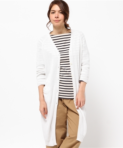 SHIPS for women（シップスフォーウィメン）の「★★SHIPS Days: コットンシルクニット ロングカーディガン（ニット/セーター・レディース・ネイビー/ホワイト・ONE SIZE）」の13枚目の写真