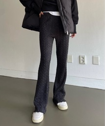 裾メロウブーツカットケーブルニットパンツ