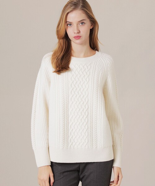 MACKINTOSH LONDON（マッキントッシュ ロンドン）の「アランニットプルオーバー（ニット/セーター・レディース・ライトブルー/オフホワイト・38）」の2枚目の写真