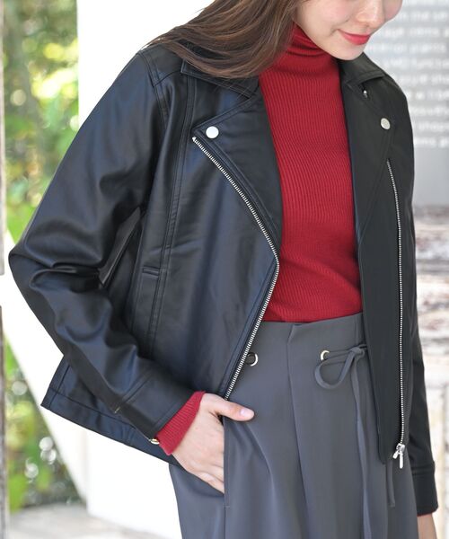 rps（アールピーエス）の「ダブルライダースジャケット（ライダースジャケット・レディース・アイボリー/ブラック・M/フリー）」の2枚目の写真