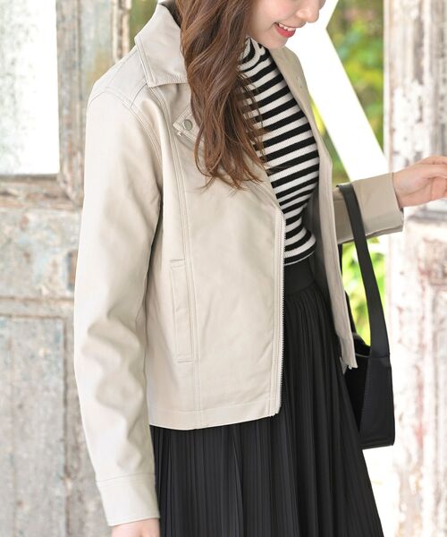 rps（アールピーエス）の「ダブルライダースジャケット（ライダースジャケット・レディース・アイボリー/ブラック・M/フリー）」の10枚目の写真